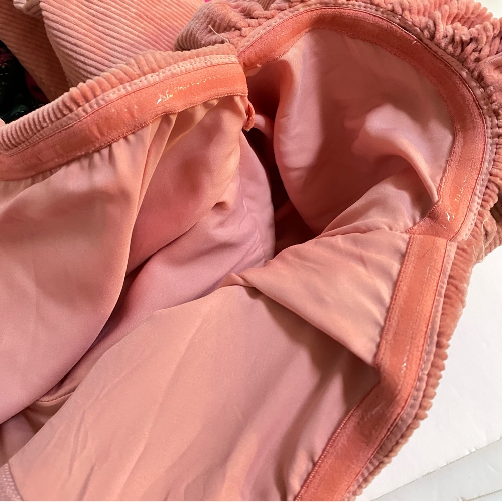 LPA pink Corduroy Zip Up Bustier long puffy puff sleeve square neck top - Picture 10 of 15